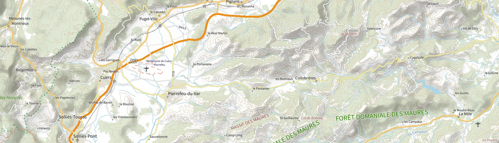 Carte IGN des environs de Collobrières, lieu de départ