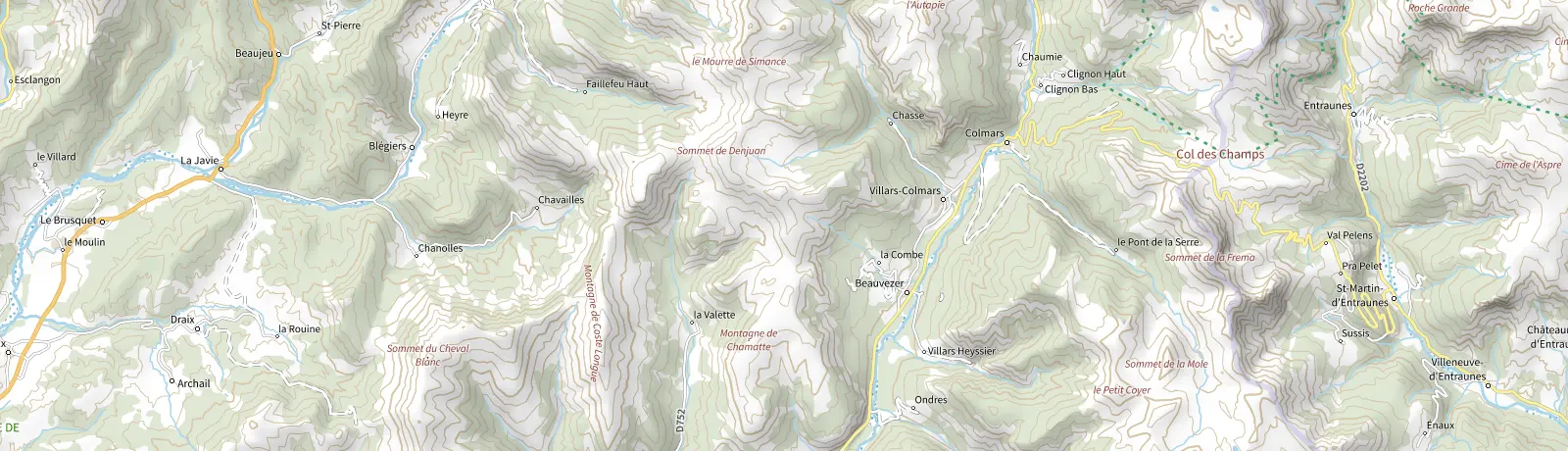 Carte IGN des environs de Colmars, lieu de départ