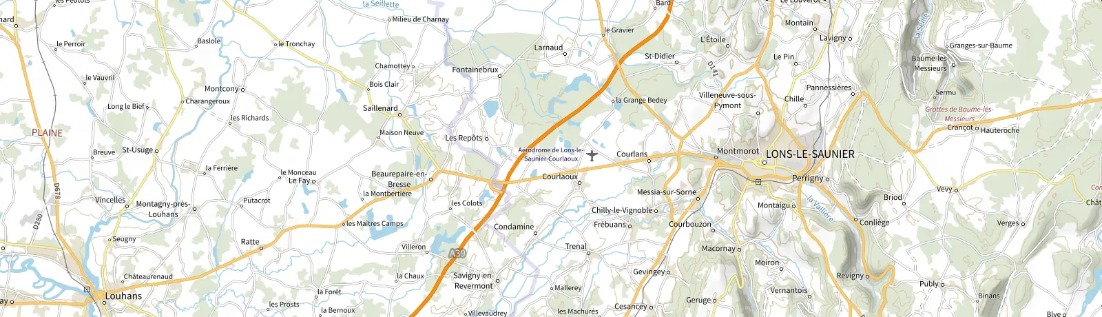 Carte IGN des environs de Lons-le-Saunier, lieu de départ