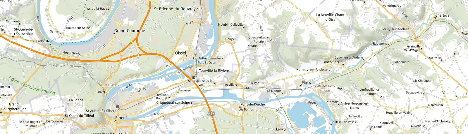 Carte IGN des environs de Romilly-sur-Andelle, lieu de départ
