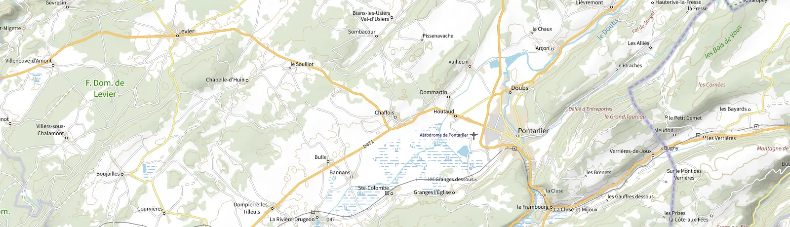 Carte IGN des environs de Pontarlier, lieu de départ