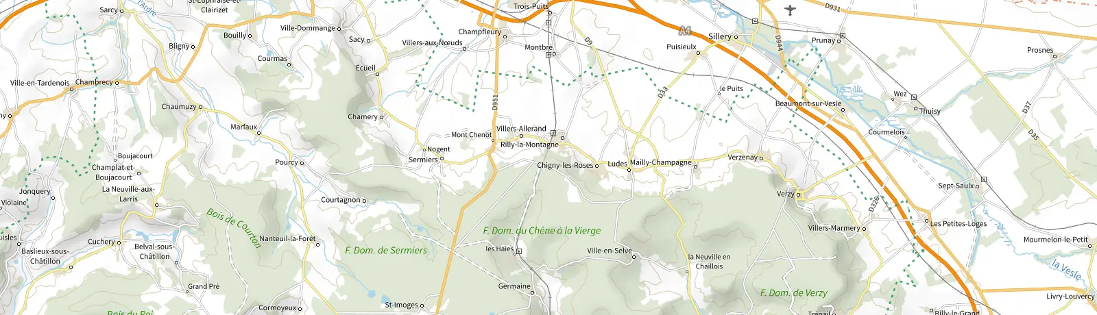 Carte IGN des environs de Verzenay, lieu de départ