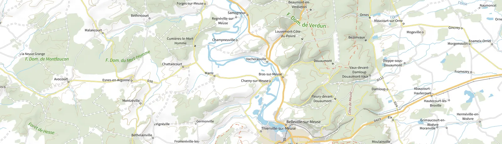 Carte IGN des environs de Douaumont-Vaux, lieu de départ
