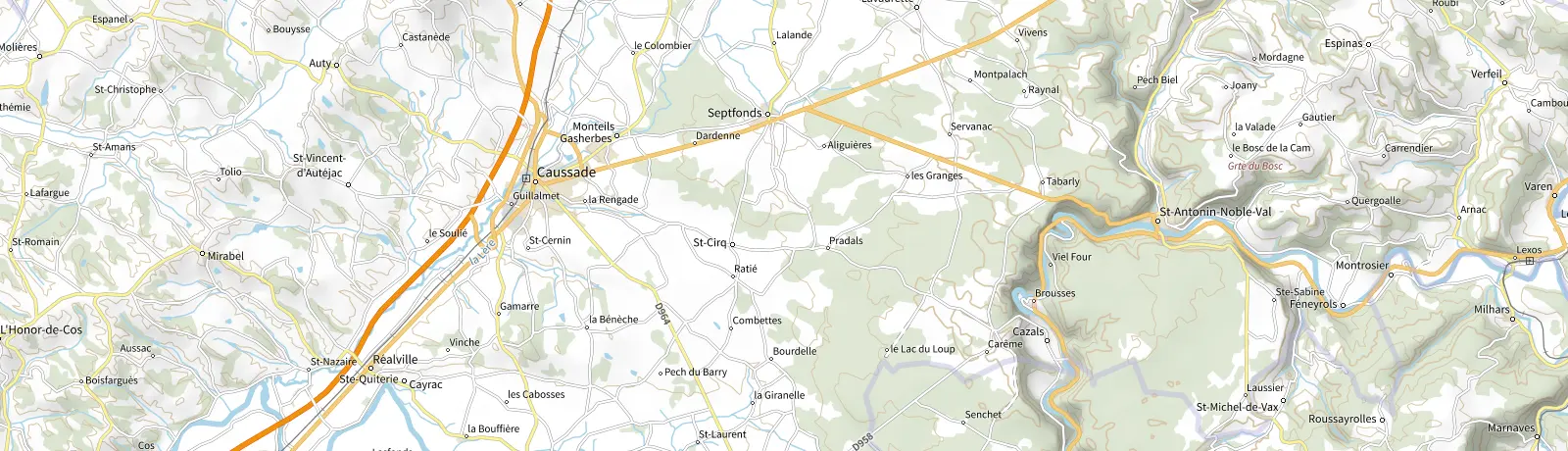 Carte IGN des environs de Saint-Antonin-Noble-Val, lieu de départ
