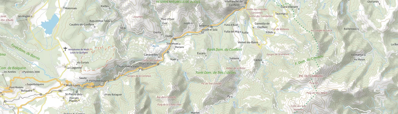 Carte IGN des environs de Vernet-les-Bains, lieu de départ