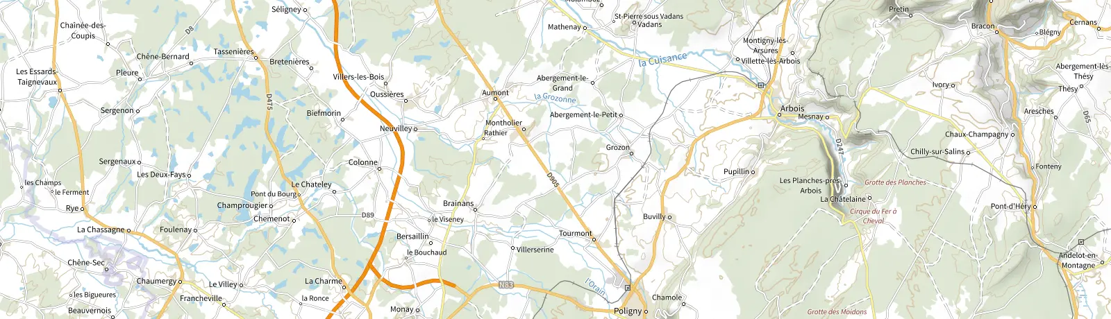 Carte IGN des environs de Arbois, lieu de départ