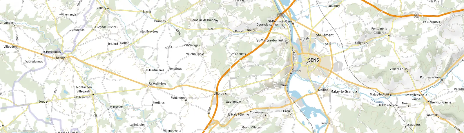 Carte IGN des environs de Sens, lieu de départ