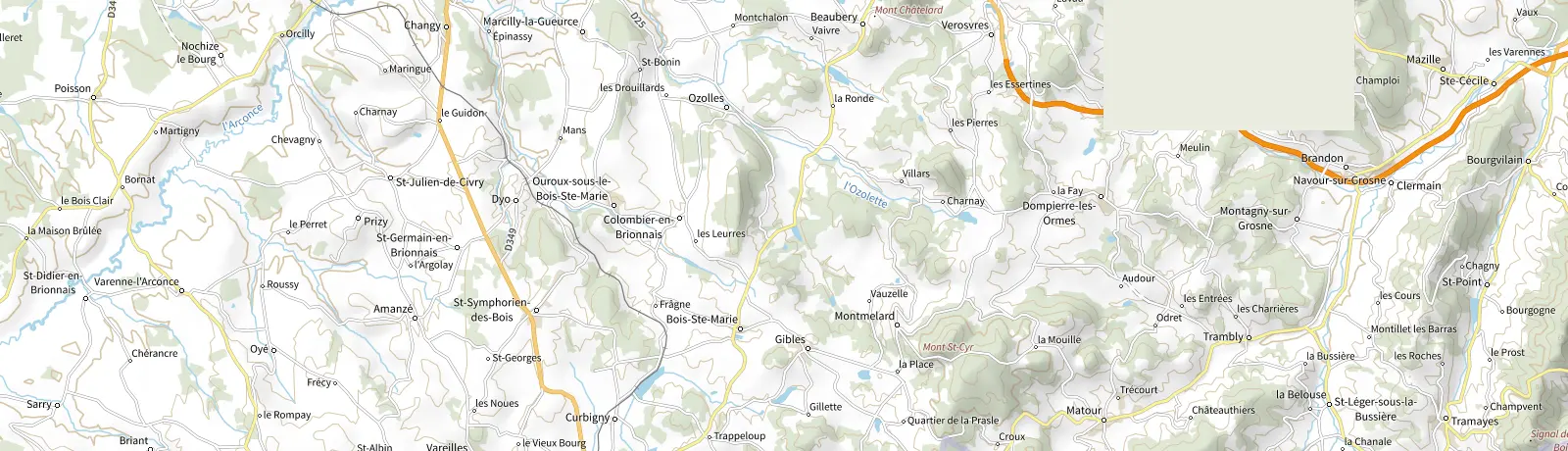 Carte IGN des environs de Dompierre-les-Ormes, lieu de départ