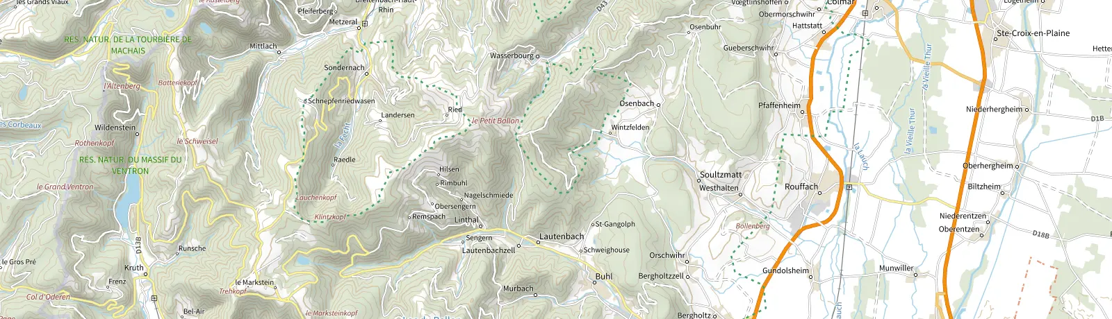 Carte IGN des environs de Rouffach, lieu de départ