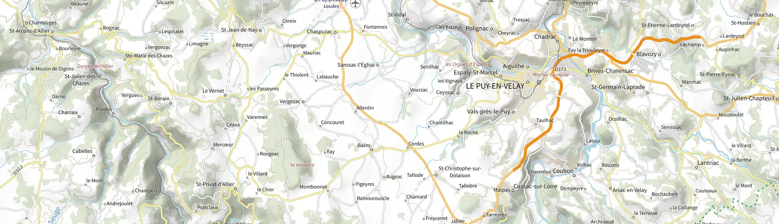 Carte IGN des environs de Le Puy-en-Velay, lieu de départ