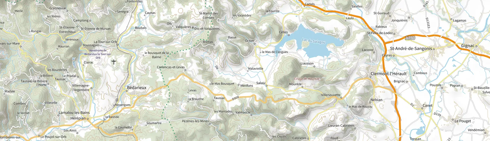 Carte IGN des environs de Clermont-l'Hérault, lieu de départ