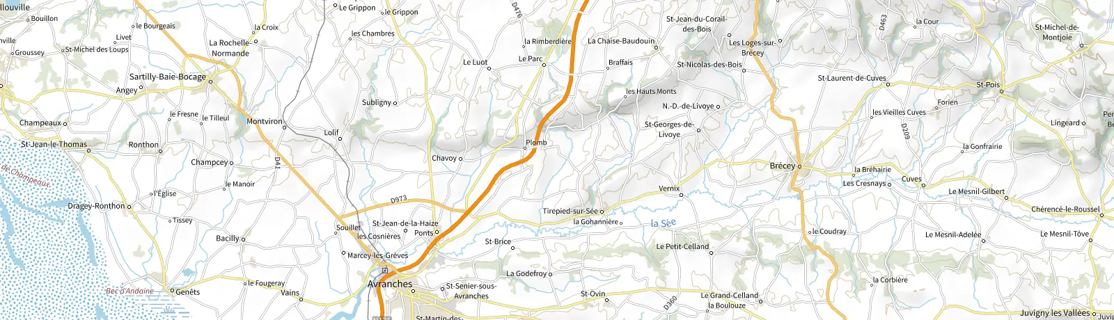 Carte IGN des environs de Brécey, lieu de départ