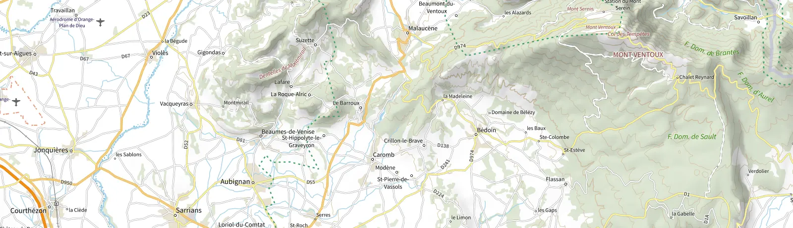 Carte IGN des environs de Bédoin, lieu de départ