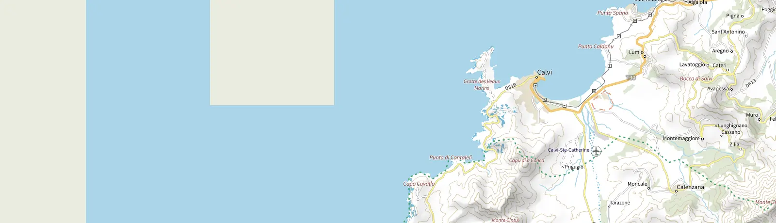Carte IGN des environs de Calvi, lieu de départ