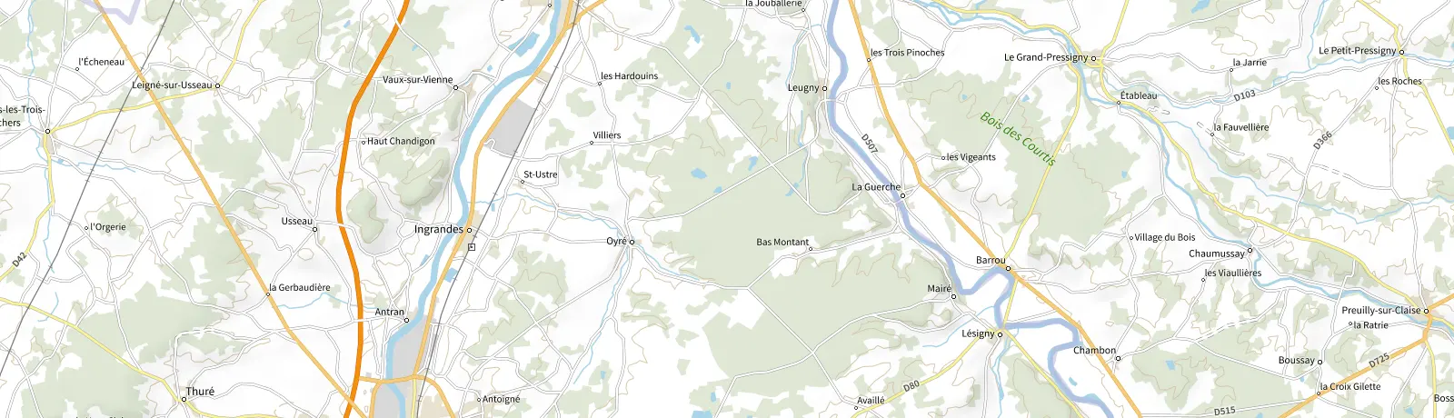 Carte IGN des environs de Barrou, lieu de départ