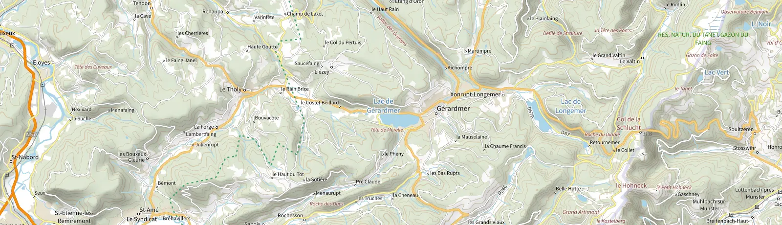 Carte IGN des environs de Xonrupt-Longemer, lieu de départ