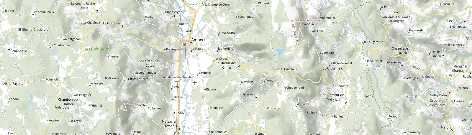Carte IGN des environs de Le Mont-Dore, lieu de départ