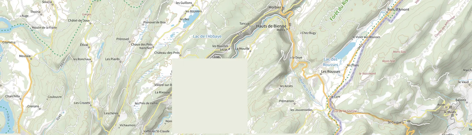 Carte IGN des environs de Les Rousses, lieu de départ