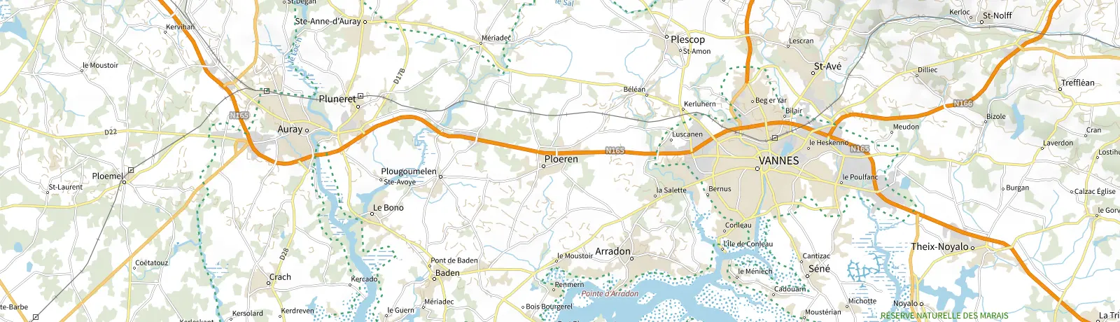 Carte IGN des environs de Vannes, lieu de départ