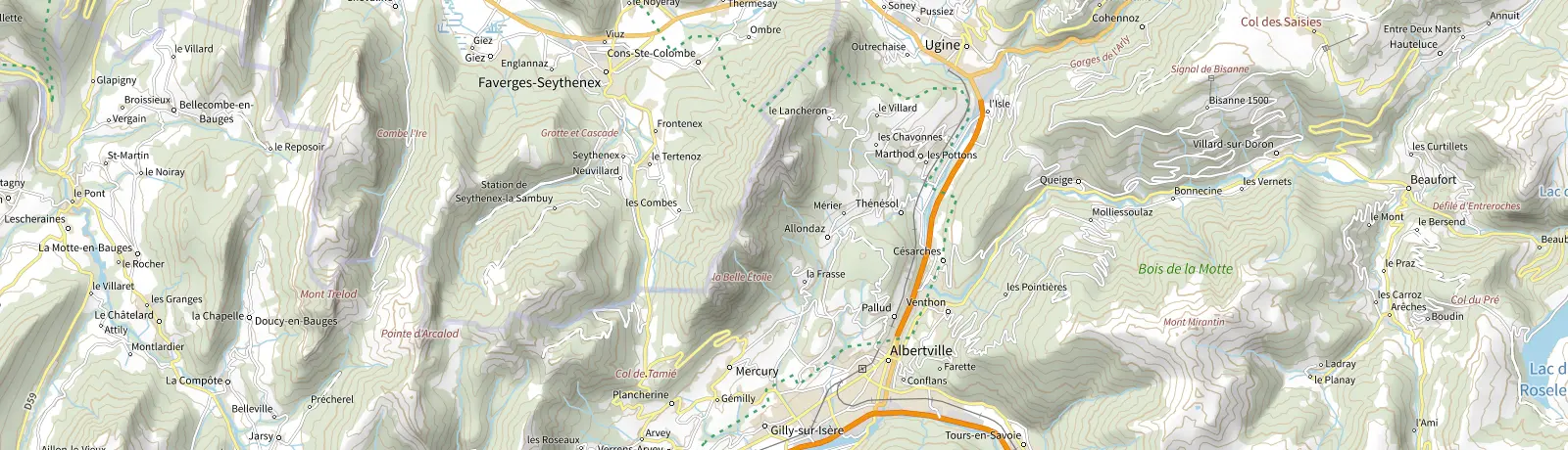 Carte IGN des environs de Queige, lieu de départ