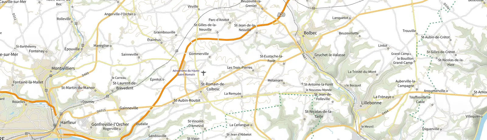 Carte IGN des environs de Gruchet-le-Valasse, lieu de départ