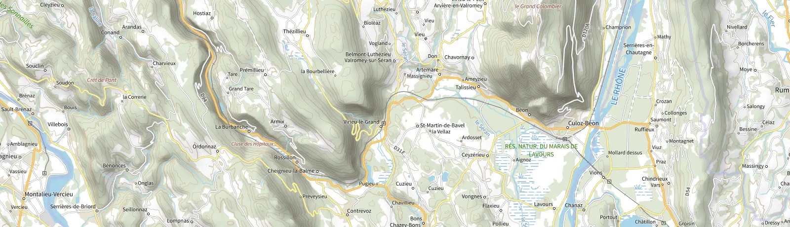 Carte IGN des environs de Culoz-Béon, lieu de départ