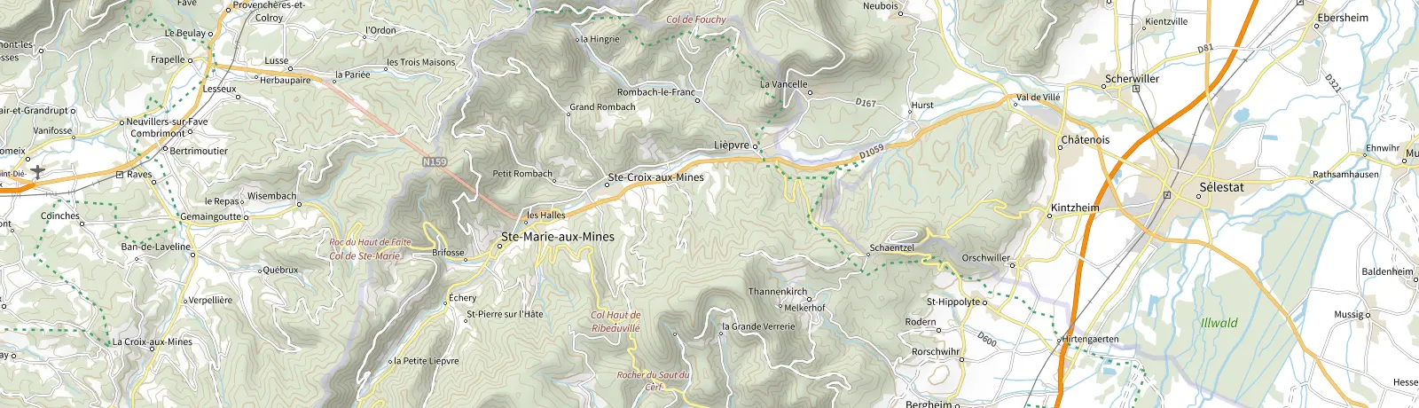 Carte IGN des environs de Kintzheim, lieu de départ