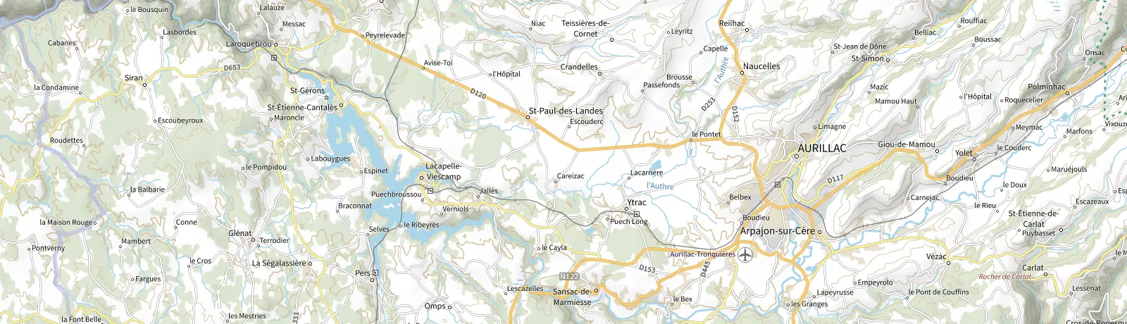 Carte IGN des environs de Aurillac, lieu de départ