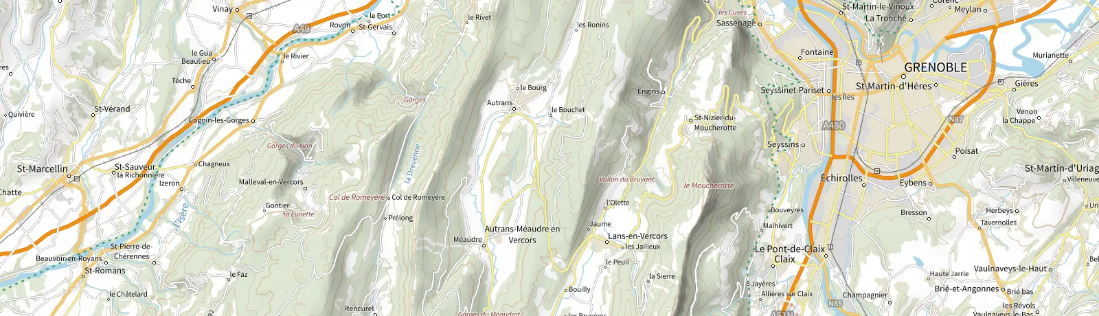 Carte IGN des environs de Seyssins, lieu de départ