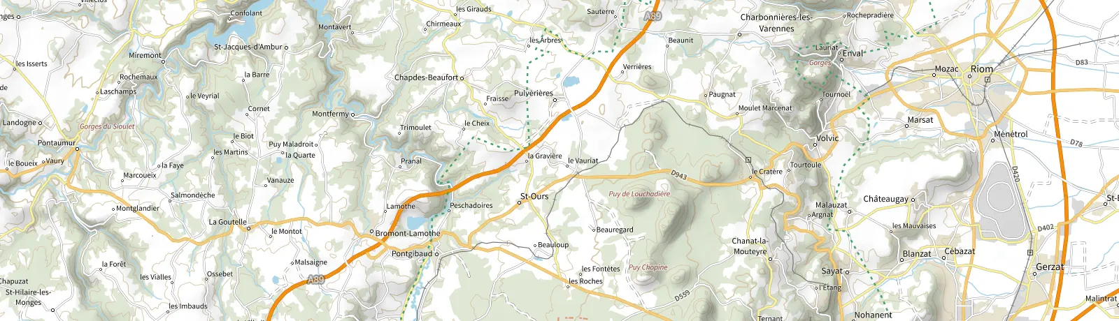 Carte IGN des environs de Volvic, lieu de départ