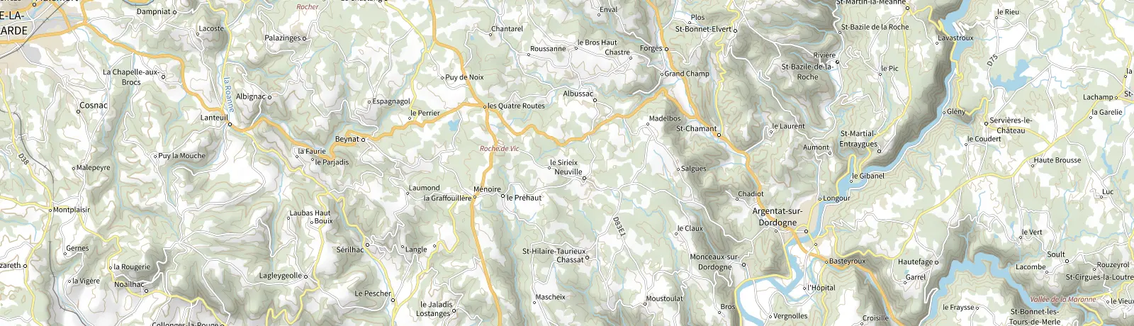 Carte IGN des environs de Argentat-sur-Dordogne, lieu de départ